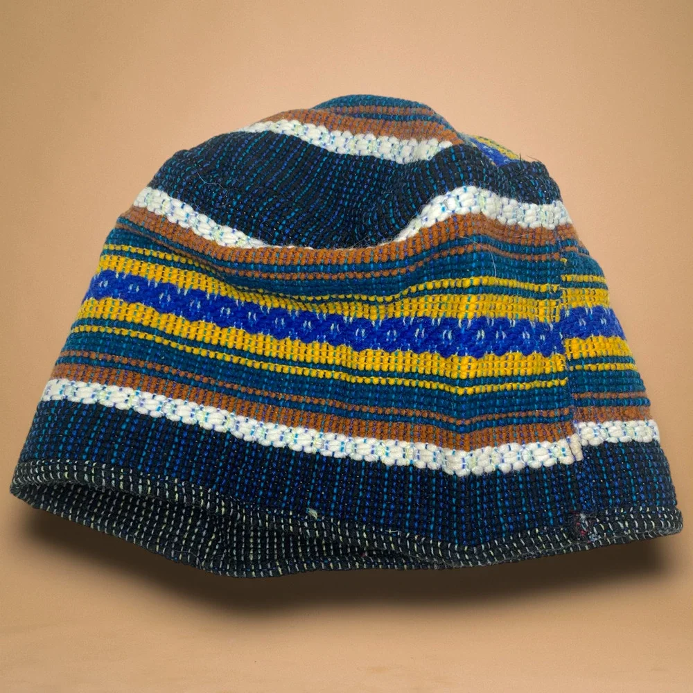 Vintage Guatemalan Style Handwoven Textile Bucket Hat Artisan Folk Cotton Cap